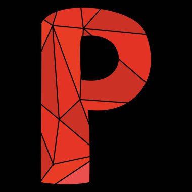 Siyah arka plan üzerine izole P kırmızı alfabe vektör mektup