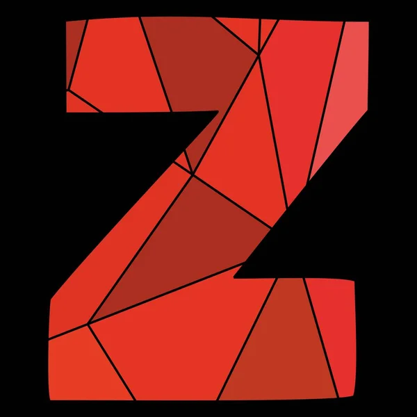 Z lettre vectorielle alphabet rouge isolé sur fond noir — Image vectorielle