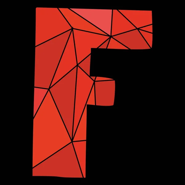 黒の背景に分離された F 赤いアルファベット ベクトル文字 — ストックベクタ