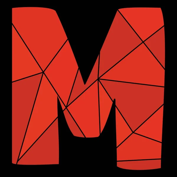 M rode alfabet vector brief geïsoleerd op zwarte achtergrond — Stockvector