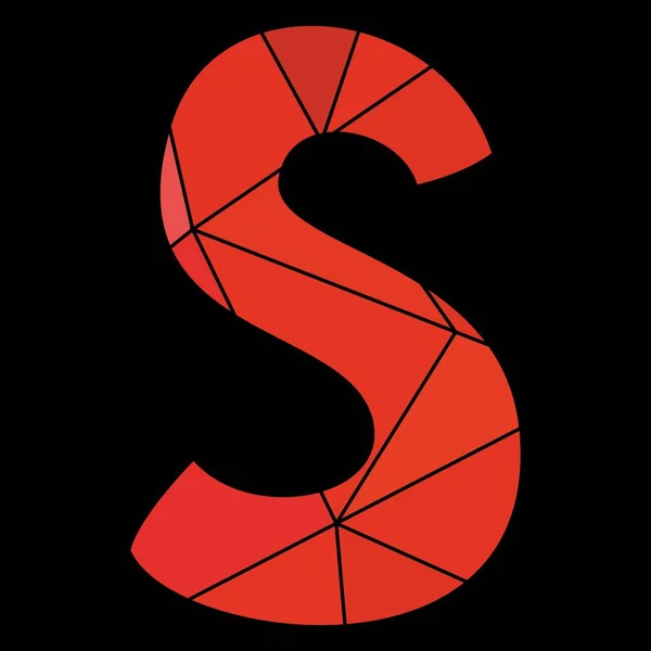 S lettera vettoriale alfabeto rosso isolato su sfondo nero — Vettoriale Stock