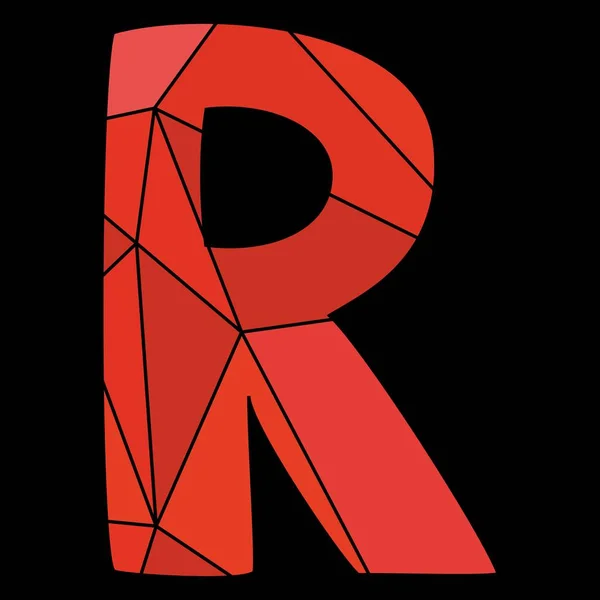 R letras vectoriales del alfabeto rojo aisladas sobre fondo negro — Vector de stock