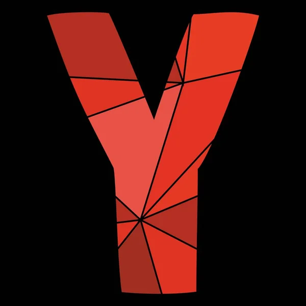 Y red alphabet vector letter isolated on black background — Stock Vector