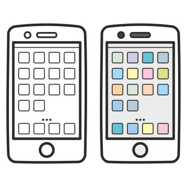 Beyaz izole Smartphone Icon set