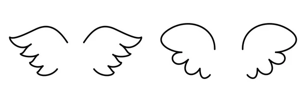 Φτερά διάνυσμα σύνολο με εικονίδιο πτέρυγα Άγγελος ή πουλί που απομονώνονται σε λευκό φόντο — Διανυσματικό Αρχείο