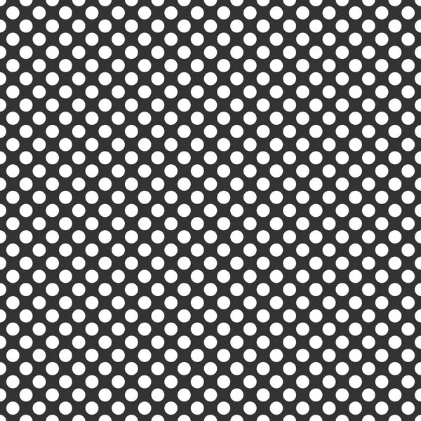 黒の背景に白の水玉模様のタイルのベクトル パターン — ストックベクタ