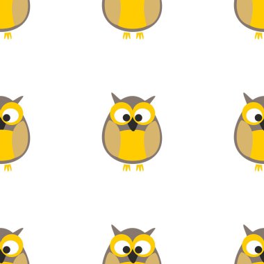 Beyaz arkaplanda baykuşlar olan döşeme vektör deseni