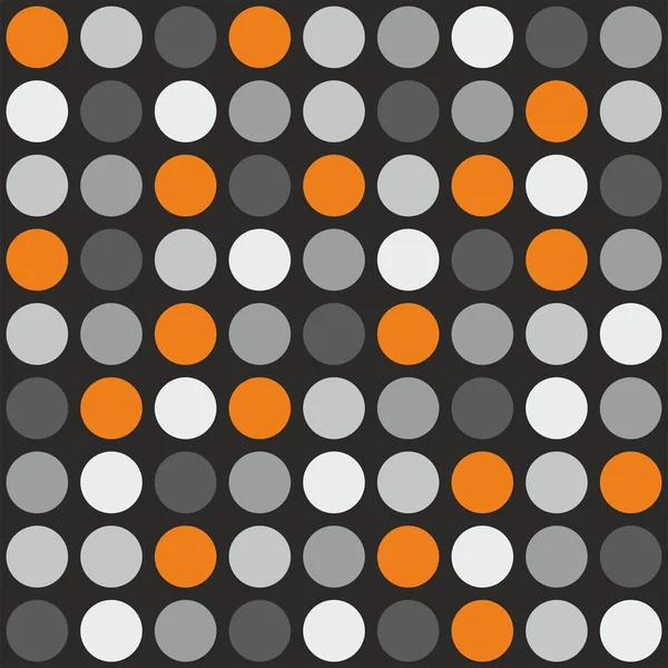 Patrón vectorial de azulejos con lunares grises, blancos y naranjas sobre fondo gris — Archivo Imágenes Vectoriales