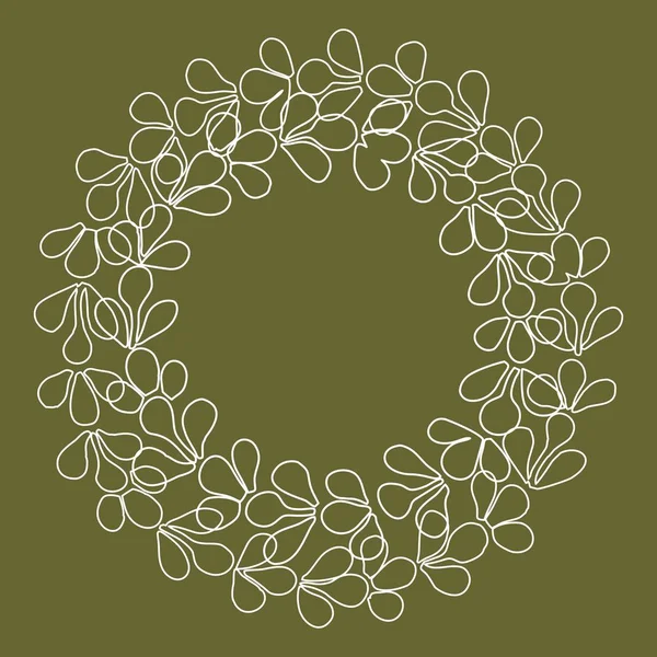 Laurier krans floral decoratieve vector frame op groene achtergrond — Stockvector