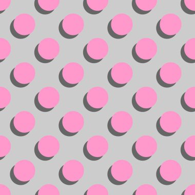 Çini deseni büyük pembe polka noktaları ile gölge gri arka plan üzerinde vektör