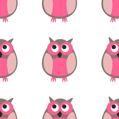 Beyaz arkaplanda baykuşlar olan döşeme vektör deseni