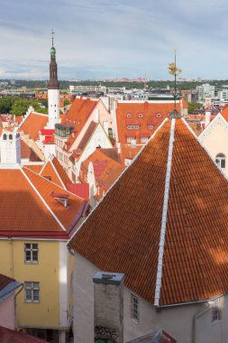 Old Town havadan görünümü panorama Tallinn, Estonya