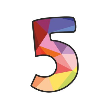 Beyaz arka plan üzerinde izole 5 renkli düz vektör sayısı