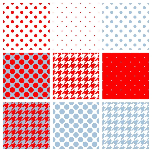 Azul, blanco y rojo azulejo vector fondo conjunto . — Vector de stock