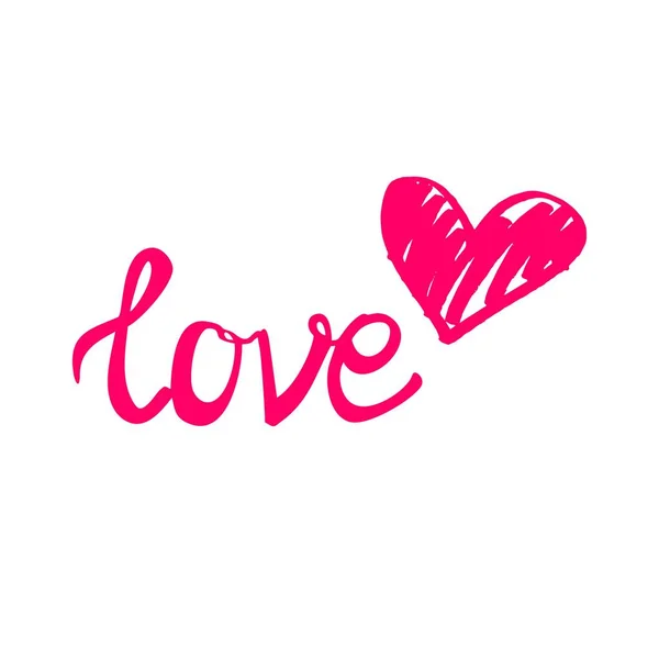 Pink love vector sign with heart isolated on white background — Stock Vector