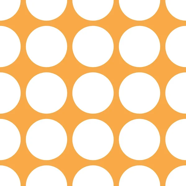 Patrón de vector de azulejo con lunares blancos sobre fondo naranja — Vector de stock