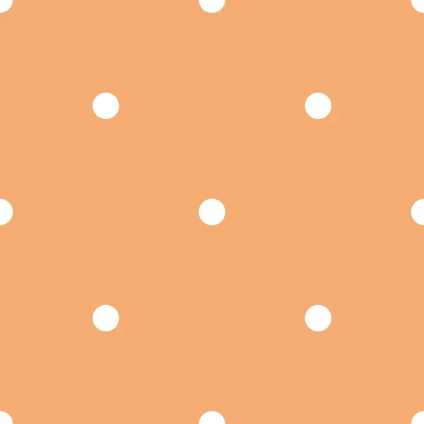 주황색 배경에 흰색 폴카 점 이 있는 타일 벡터 패턴 — 스톡 벡터