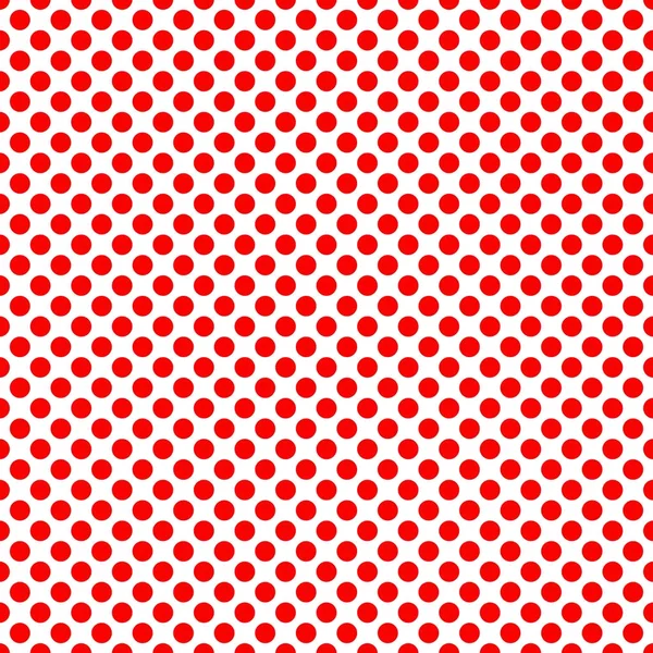 Tile vector pattern with red polka dots on white background — Stock Vector