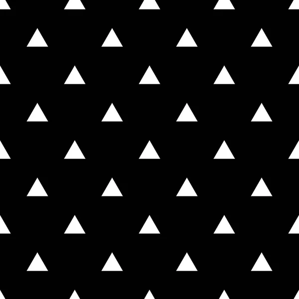 Tile vector pattern with white triangles on black background — Stock Vector