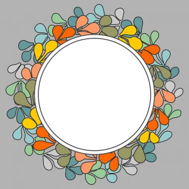 Sonbahar defne çelengi vektör çerçeve gri arka plan üzerinde