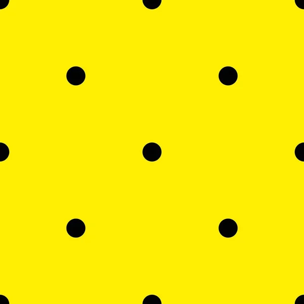 Wzór wektorowy płytek z czarnymi kropkami polki na żółtym tle — Wektor stockowy