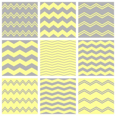 Chevron vektör desen set gri ve sarı zig zag arka plan ile döşeme