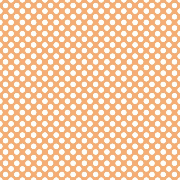 Vector patroon met witte polka stippen op pastel koraal oranje achtergrond tegel — Stockvector