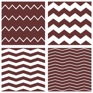 Döşeme vektör deseni ile kahverengi ve beyaz zig zag arka plan ayarlamak