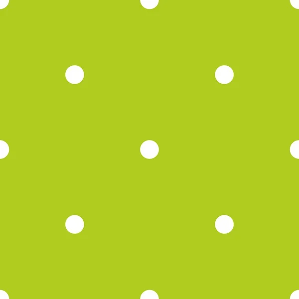 緑色の背景に白い水玉模様のタイルベクトルパターン — ストックベクタ