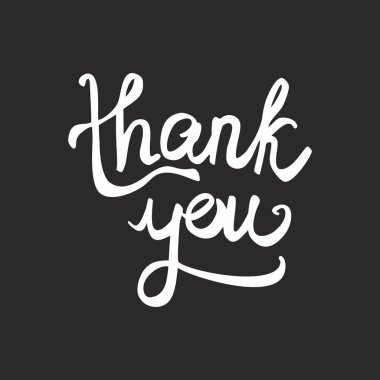 Teşekkür siyah beyaz el yazısı vektör kartı