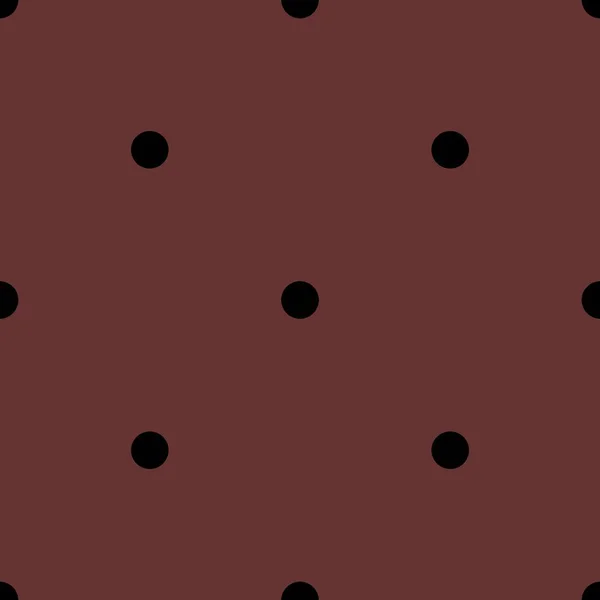 Fliesen-Vektormuster mit schwarzen Tupfen auf braunem Hintergrund — Stockvektor