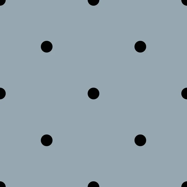 暗い灰色緑の背景に黒い水玉模様のタイルのベクトル パターン — ストックベクタ