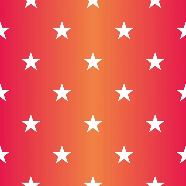 Patrón de vectores de azulejos con estrellas blancas sobre fondo rosa y amarillo degradado — Vector de stock