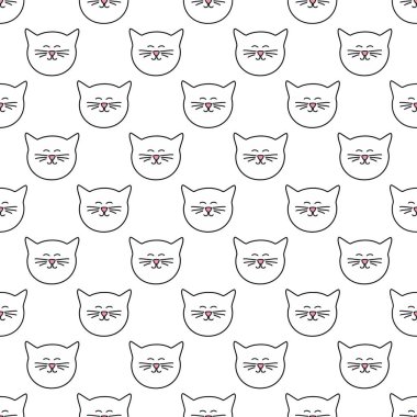 Kedi beyaz arka plan üzerinde döşeme vektör deseni