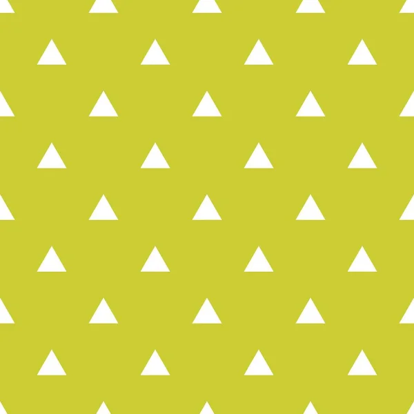 Patrón de vectores de azulejos con triángulos blancos sobre fondo verde — Vector de stock