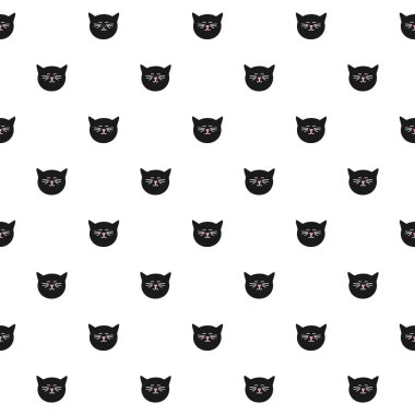 Beyaz arka planda siyah kedi döşeme vektör deseni