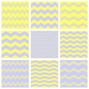 Döşeme vektör deseni, beyaz ile ayarla pastel mavi ve sarı zig zag Yazdır arka plan