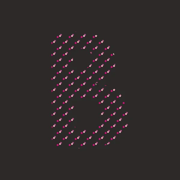 B letra de alfabeto vectorial punteada aislada sobre fondo negro — Vector de stock