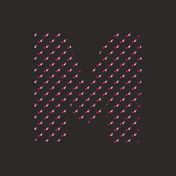 M lettre alphabet vectoriel pointillé isolé sur fond noir — Image vectorielle