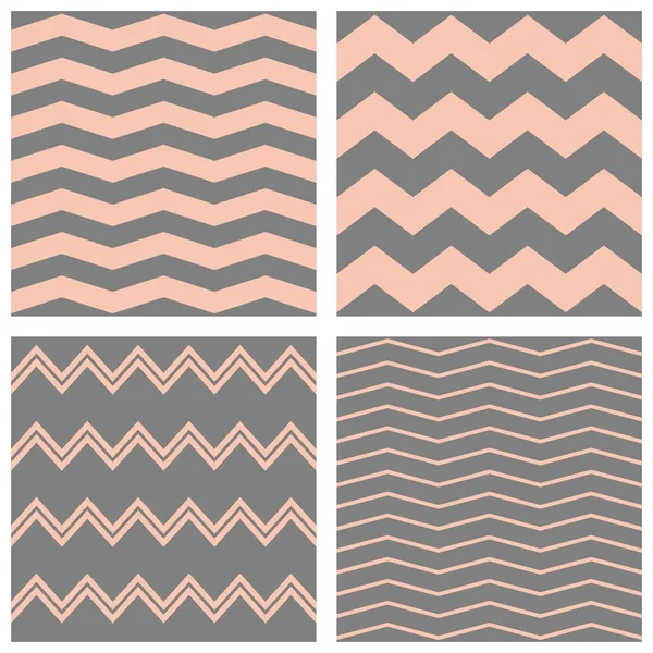 Tile vector pastel pattern set with grey and pink zig zag background — Stock Vector