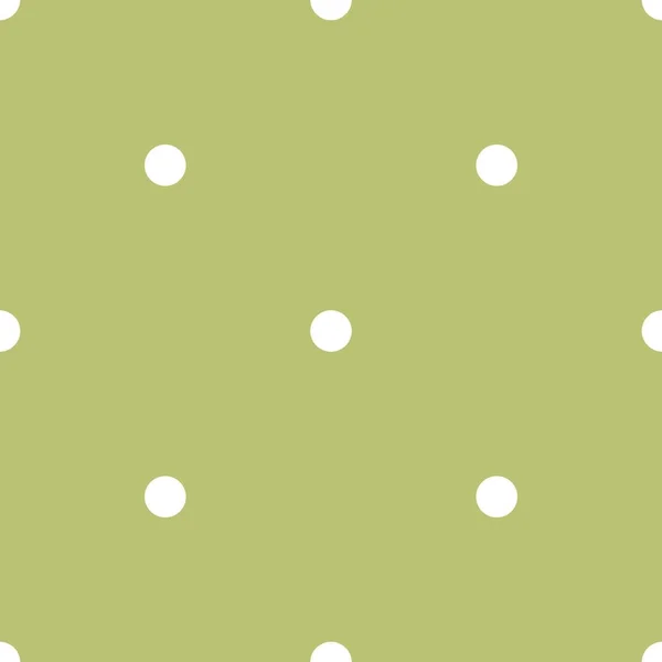 Wzór wektora płytek z białymi kropkami polki na zielonym tle — Wektor stockowy