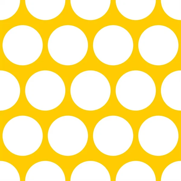 黄色の背景に白のドットのタイル パターン ベクトル — ストックベクタ