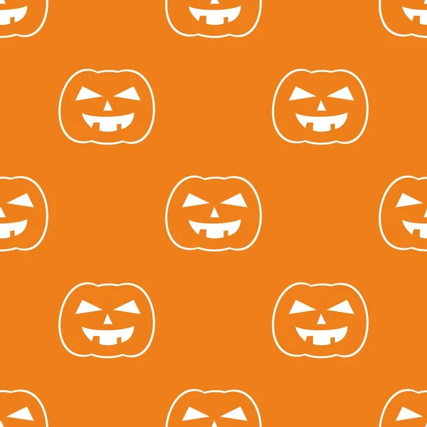 Halloween tile vector pattern with white pumpkin on orange background — Stock Vector