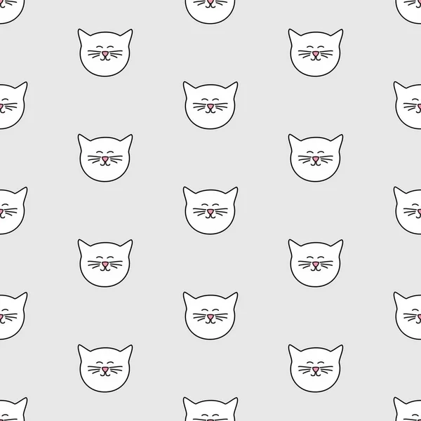 Patrón vectorial de azulejos con gatos blancos sobre fondo gris — Archivo Imágenes Vectoriales