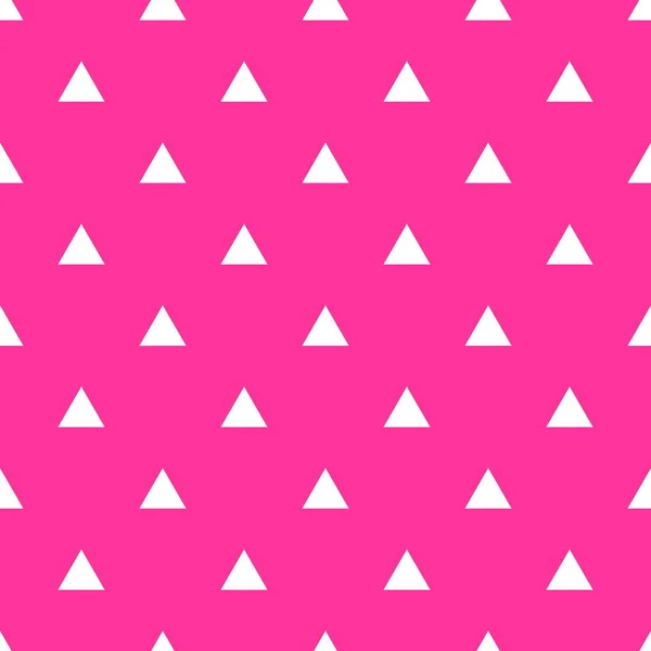 Kachelvektormuster mit weißem Dreieck-Druck auf rosa Hintergrund — Stockvektor