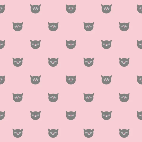 Patrón vectorial de azulejos con gatos grises sobre fondo rosa — Archivo Imágenes Vectoriales