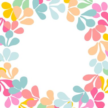 Pastel defne çelengi vektör çerçevesi, kusursuz dekorasyon duvar kağıdı için beyaz arkaplanda izole edildi