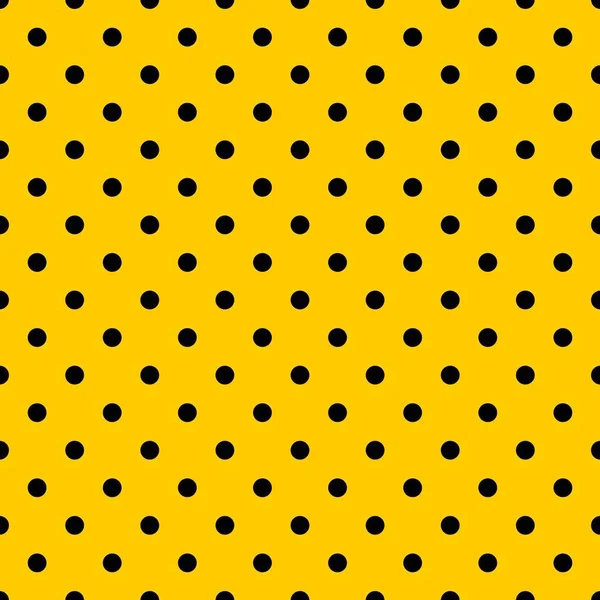 노란 배경에 검은 점 이 있는 타일 벡터 패턴 — 스톡 벡터