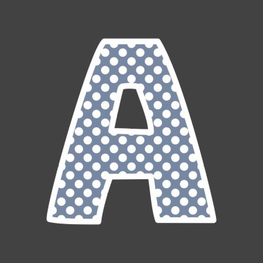 Siyah arka plan üzerine beyaz ve mavi lekeli bir alfabe vektör harfle