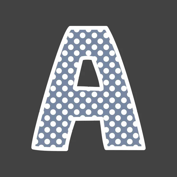 Ein Alphabet-Vektorbuchstabe mit weißen und blauen Tupfen auf schwarzem Hintergrund — Stockvektor